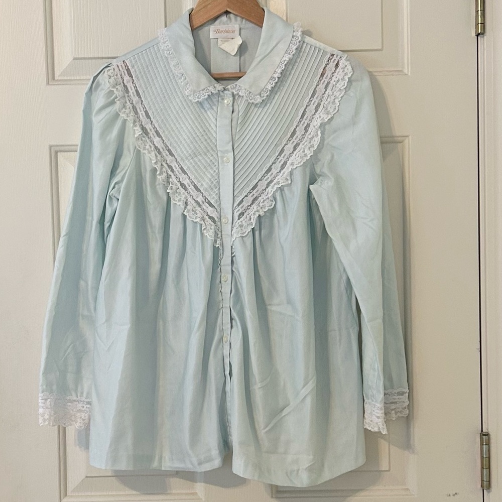 Vintage Barbizon cuddleskins powder blue silky satin cottagecore sleep top m